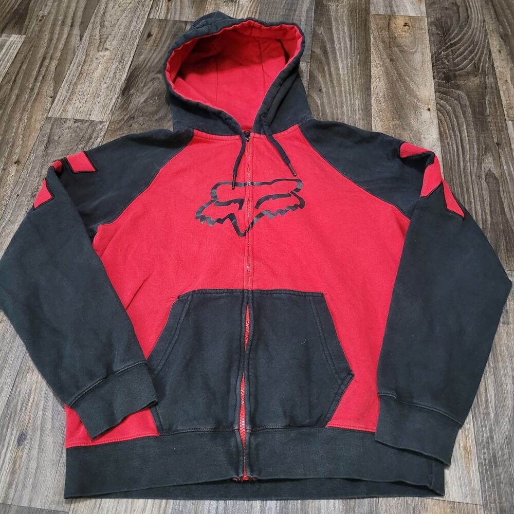 Vintage Fox Racing Hoodie Mens Medium Sweatshirt Motocross Red/Black
